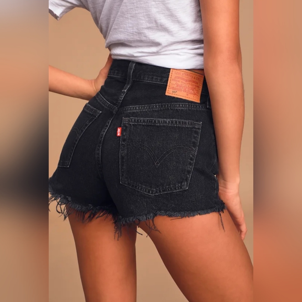 NWOT Levi's 501 High Rise Distressed Black Shorts